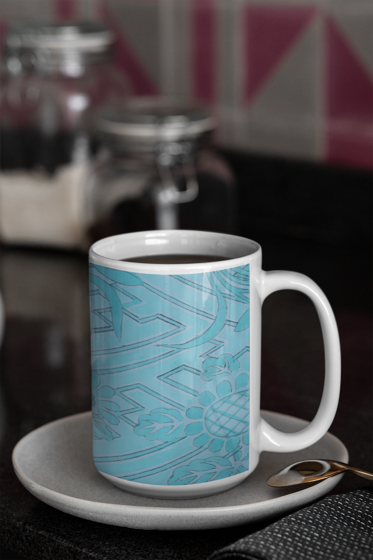 Blue Rinzu Kimono Print Mug