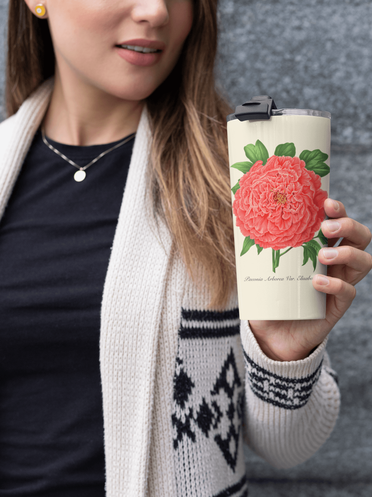Graceful Tree Peony Vintage Botanical Print Tapered stainless steel tumbler