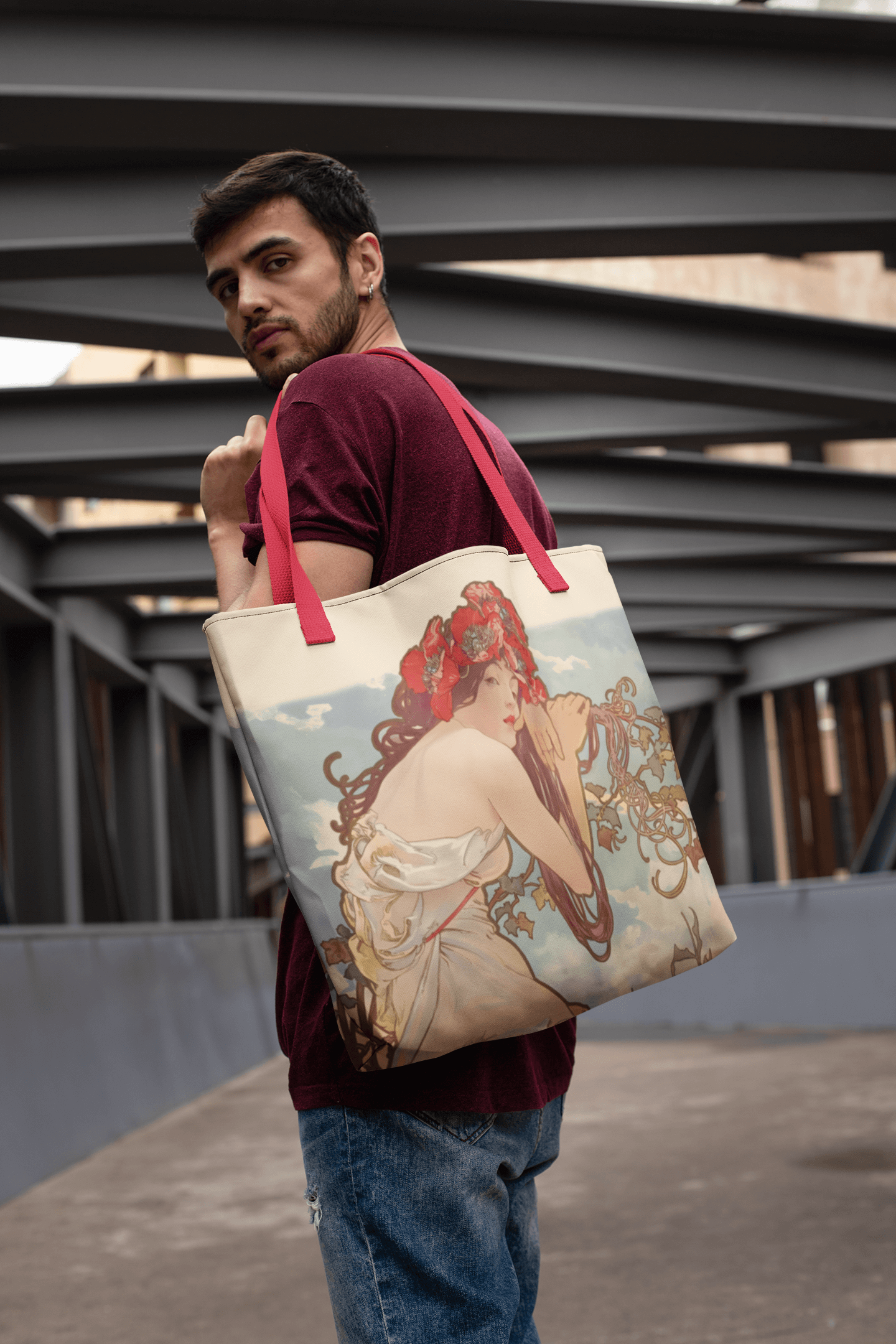 Nouveau Girl Fine Art Print Tote bag LARGE