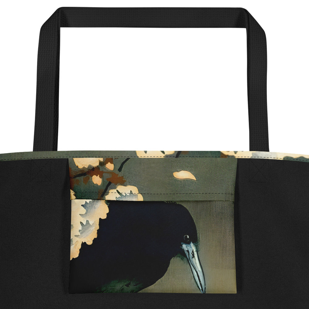 Crow and Blossom Vintage Japanese Print Tote bag LARGE