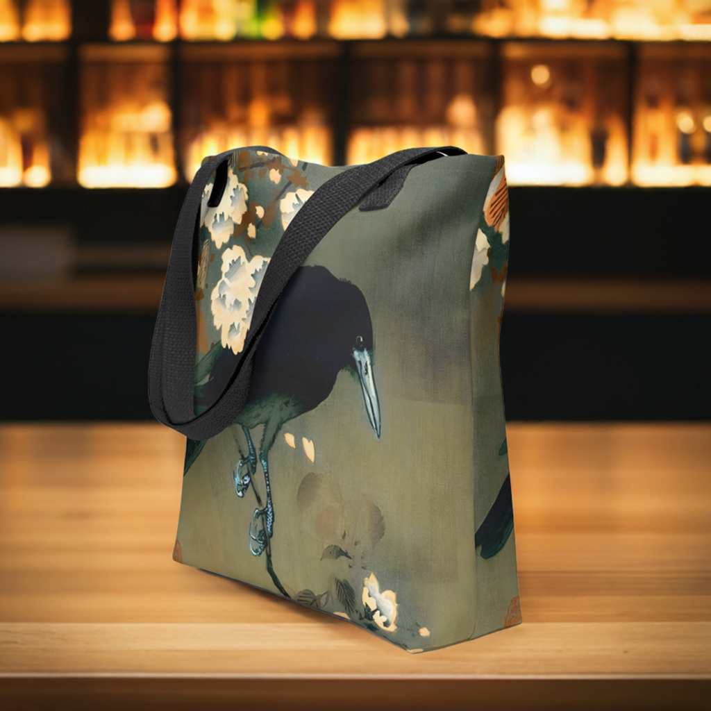 Crow and Blossom Vintage Japanese Print Tote bag MEDIUM