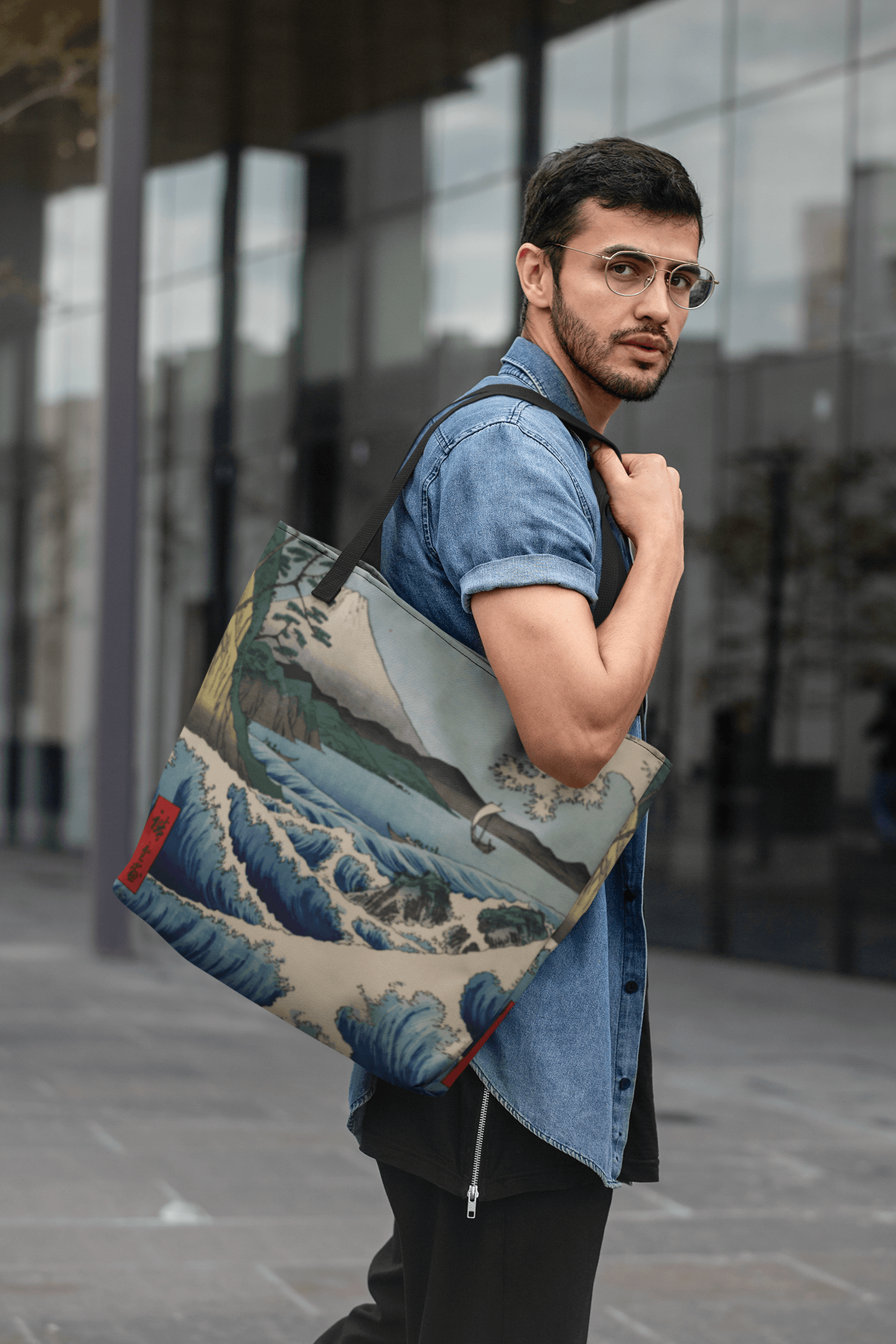 Japanese Vintage Suruga Bay Waves Tote bag MEDIUM