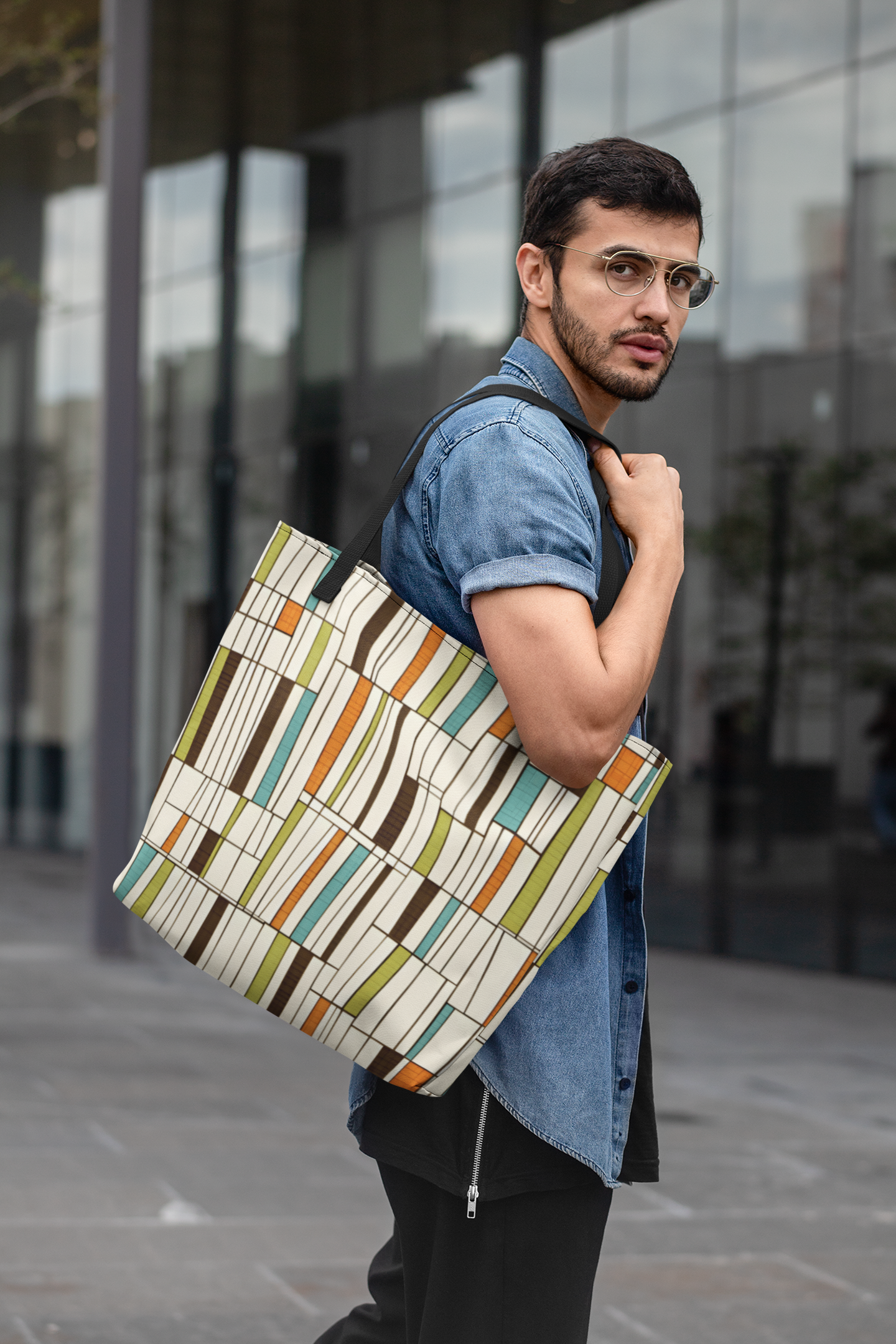 Blok Mid Century Mod Tote Bag LARGE