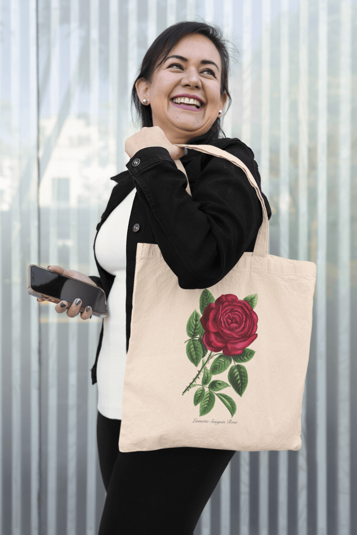 Elegant Rose 19th Century Floral Print Organic Cotton Tote