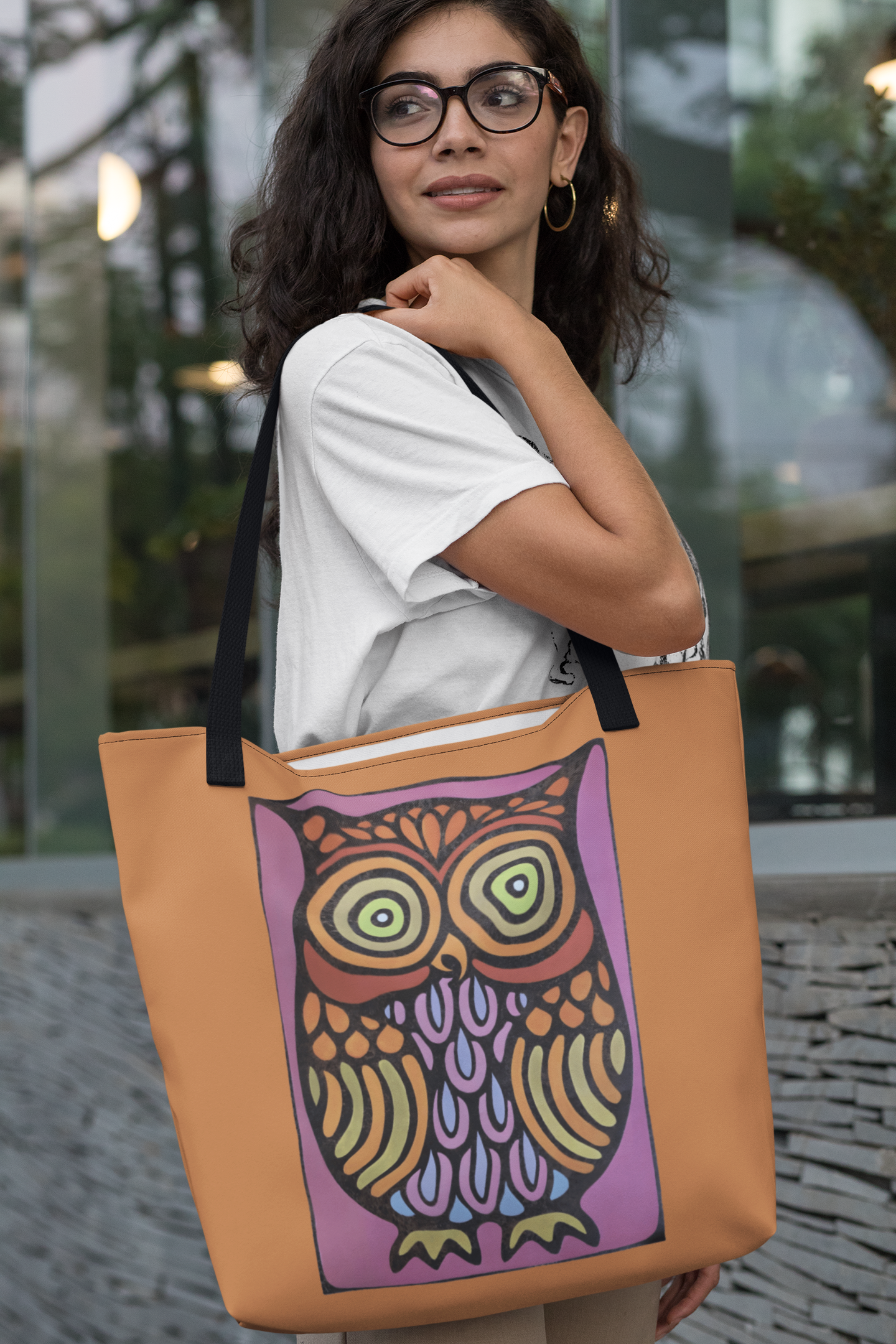 Mid Century Modern Owl Tote Bag LARGE