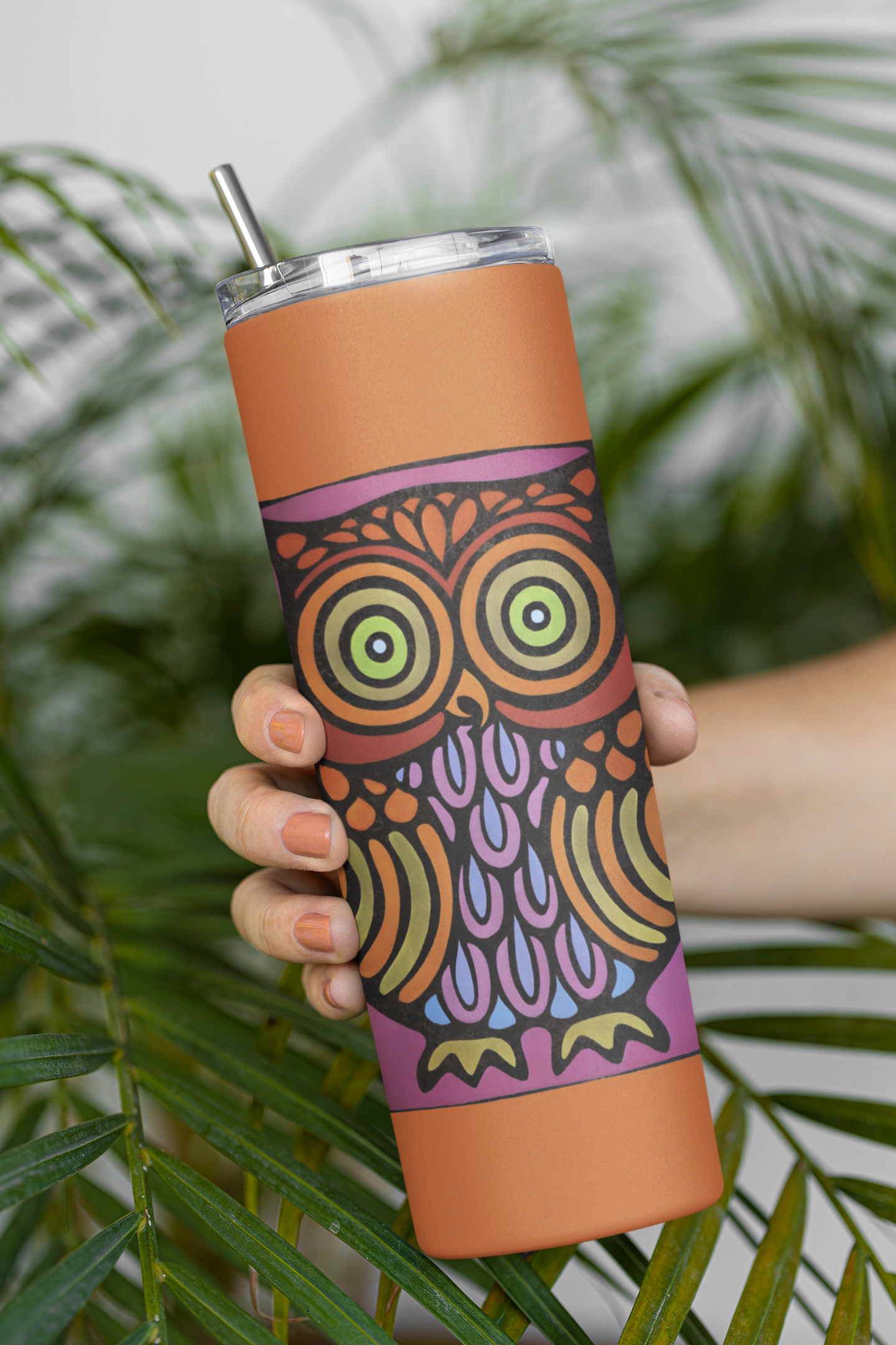 Mid Century Modern Owl Stainless steel tumbler