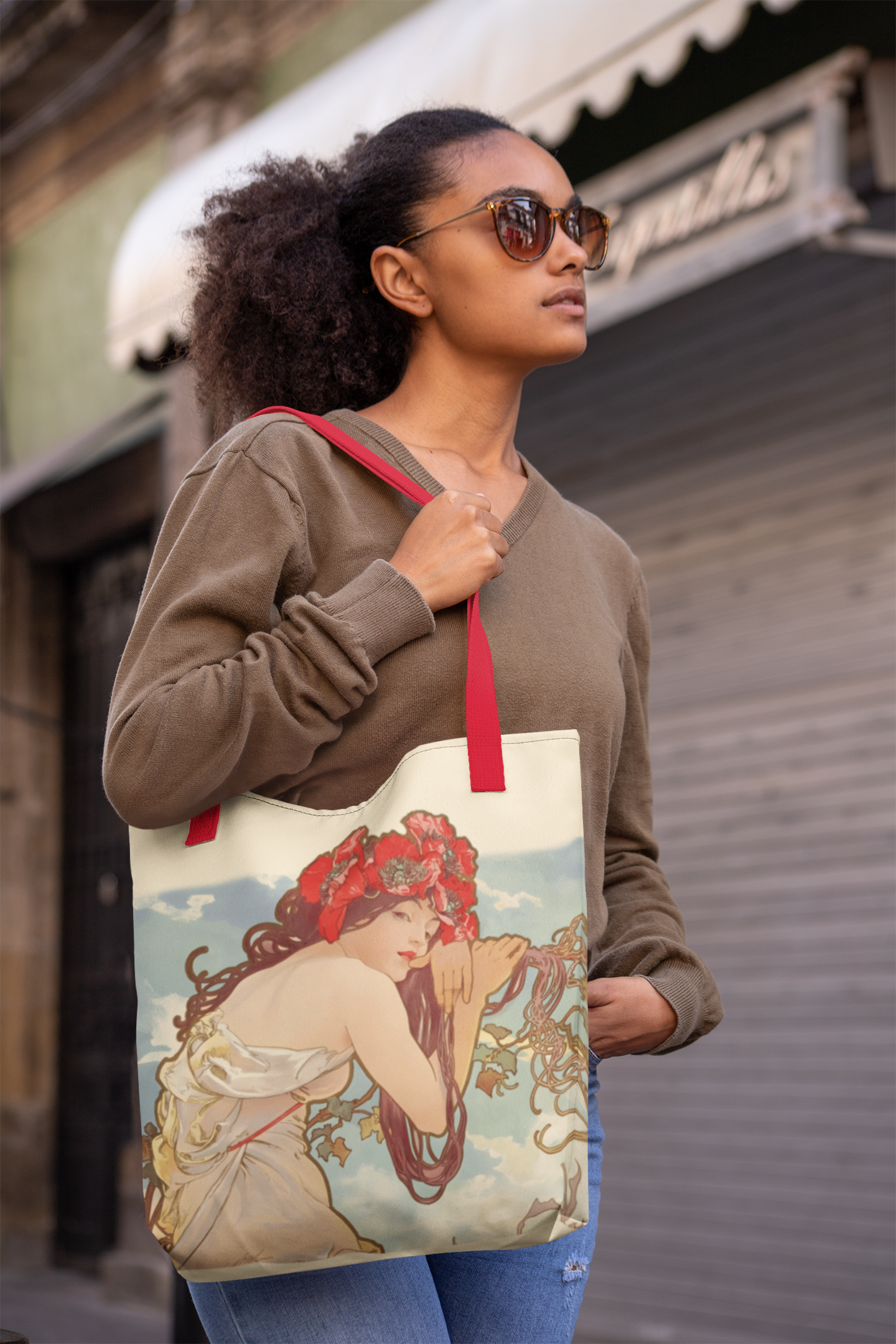 Nouveau Girl Fine Art Print Tote bag MEDIUM