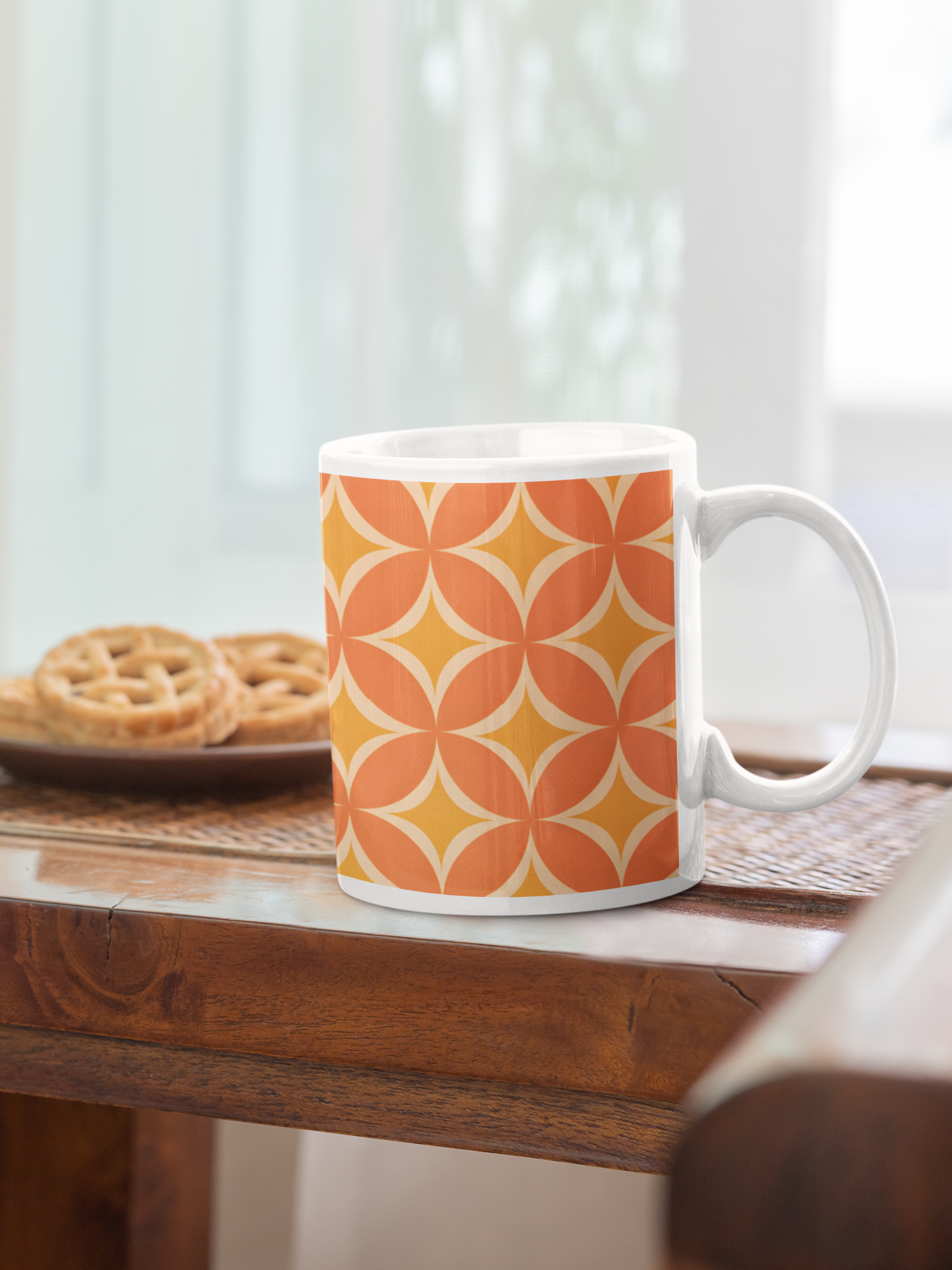 Curious Orange Mid Century Mod Mug