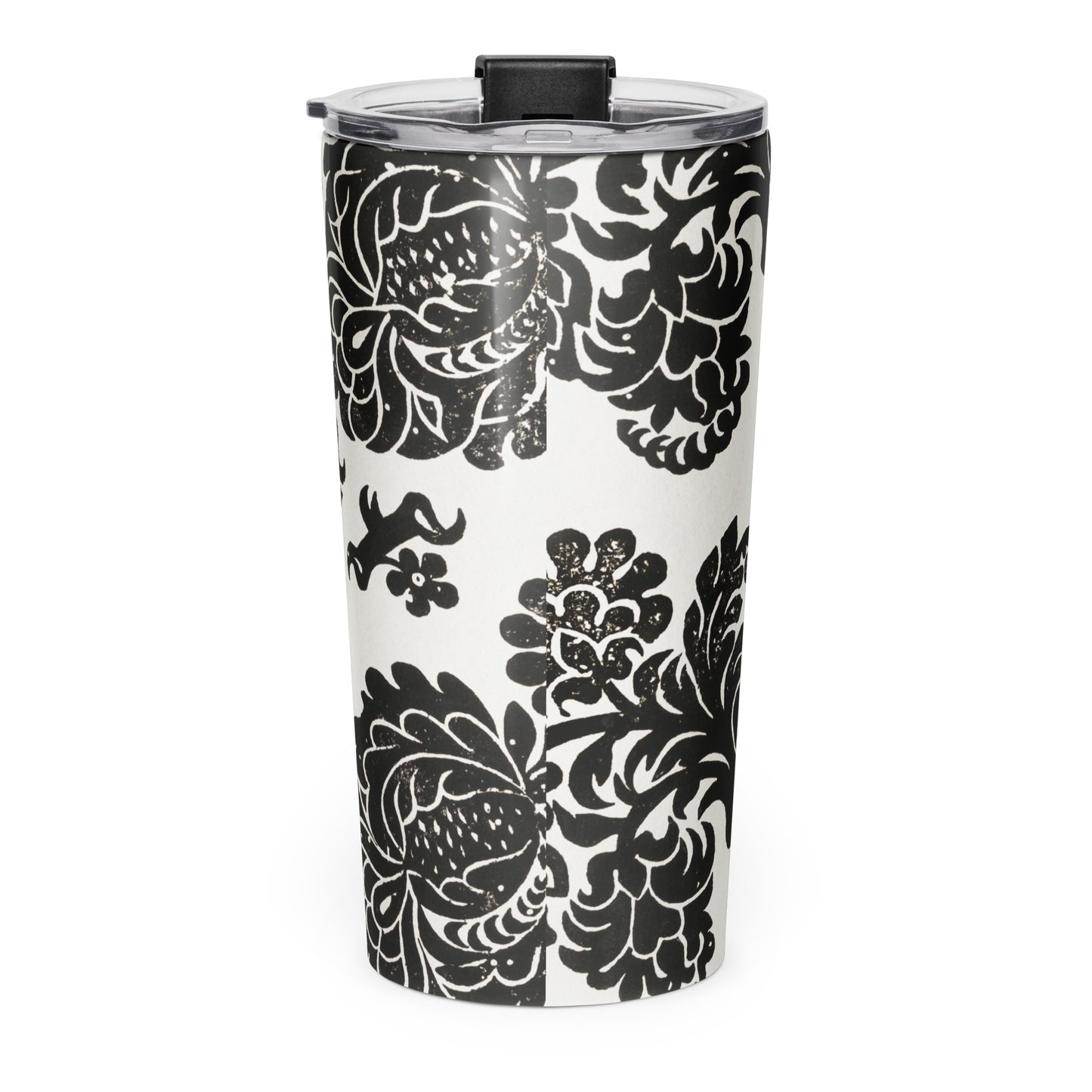 Classic Beauty: Elegant Black and White Floral Tapered stainless steel tumbler