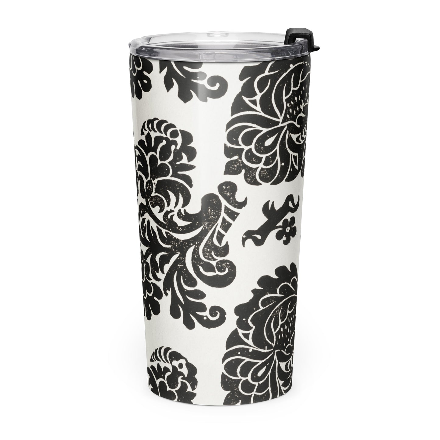 Classic Beauty: Elegant Black and White Floral Tapered stainless steel tumbler
