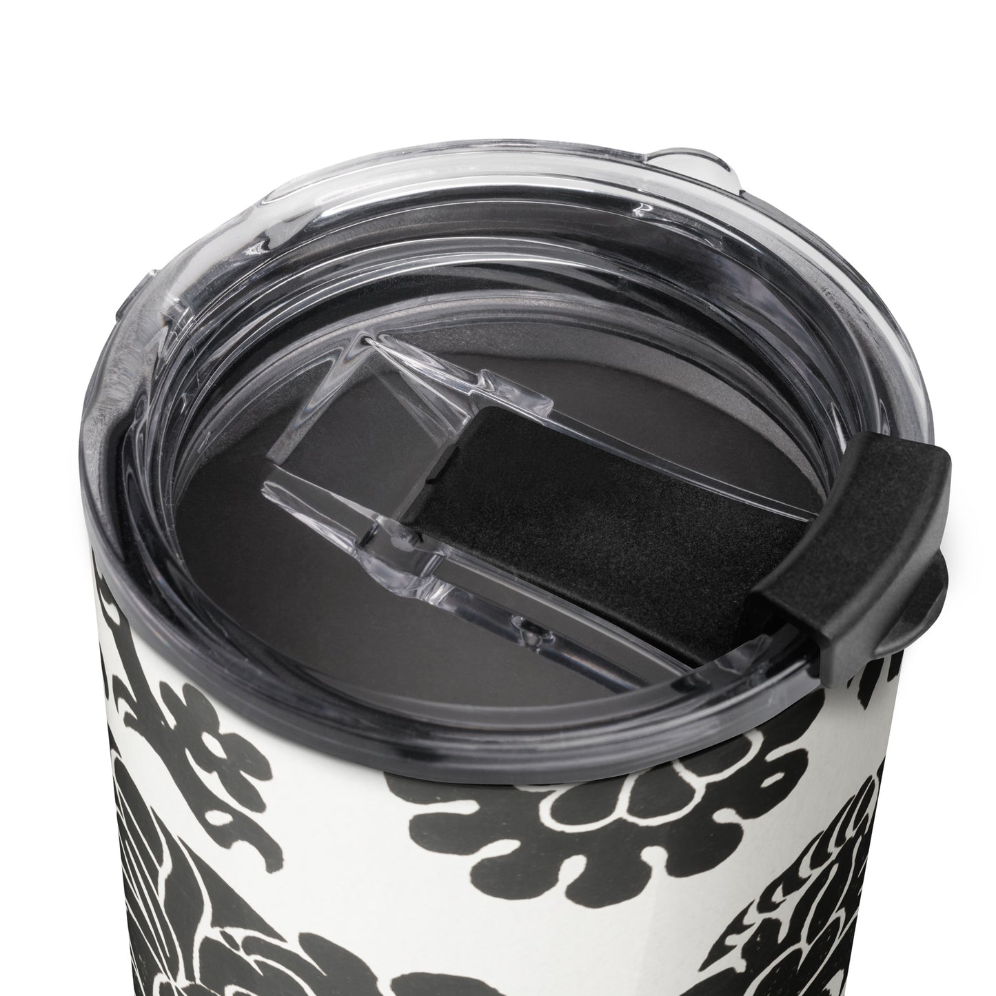 Classic Beauty: Elegant Black and White Floral Tapered stainless steel tumbler