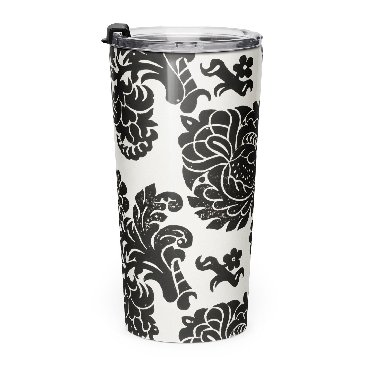 Classic Beauty: Elegant Black and White Floral Tapered stainless steel tumbler
