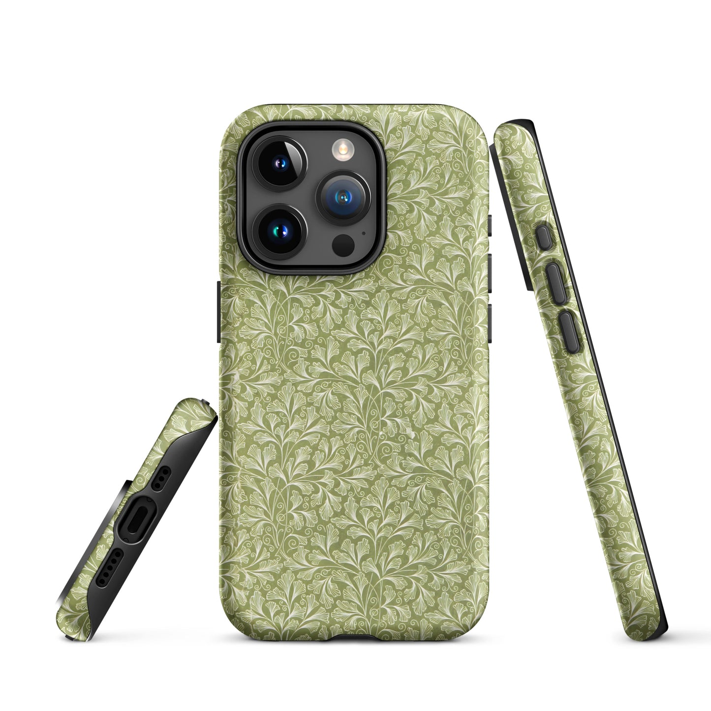 iPhone Tough Case with 19th-Century Green Floral Pattern Design