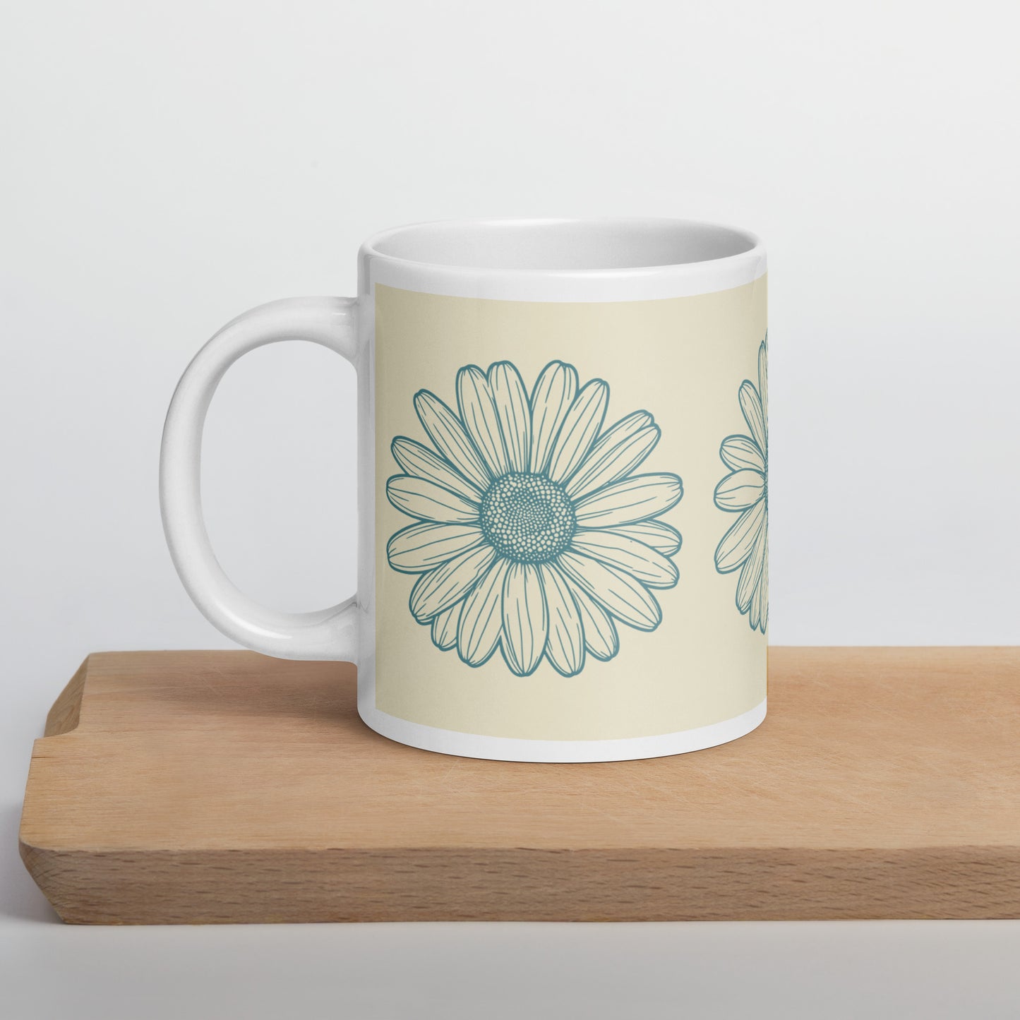 Daisy Drawn In Teal Line Mug