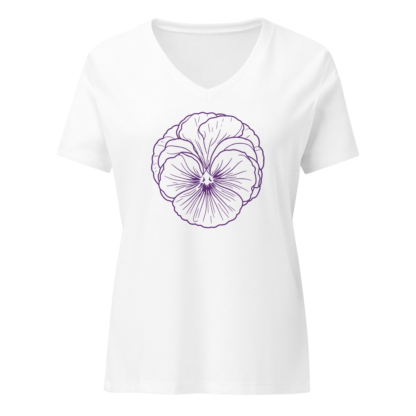 Pansy Botanical Design Women’s relaxed v-neck t-shirt