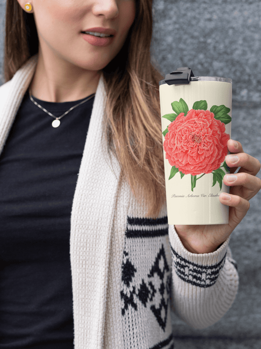 Graceful Tree Peony Vintage Botanical Print Tapered stainless steel tumbler