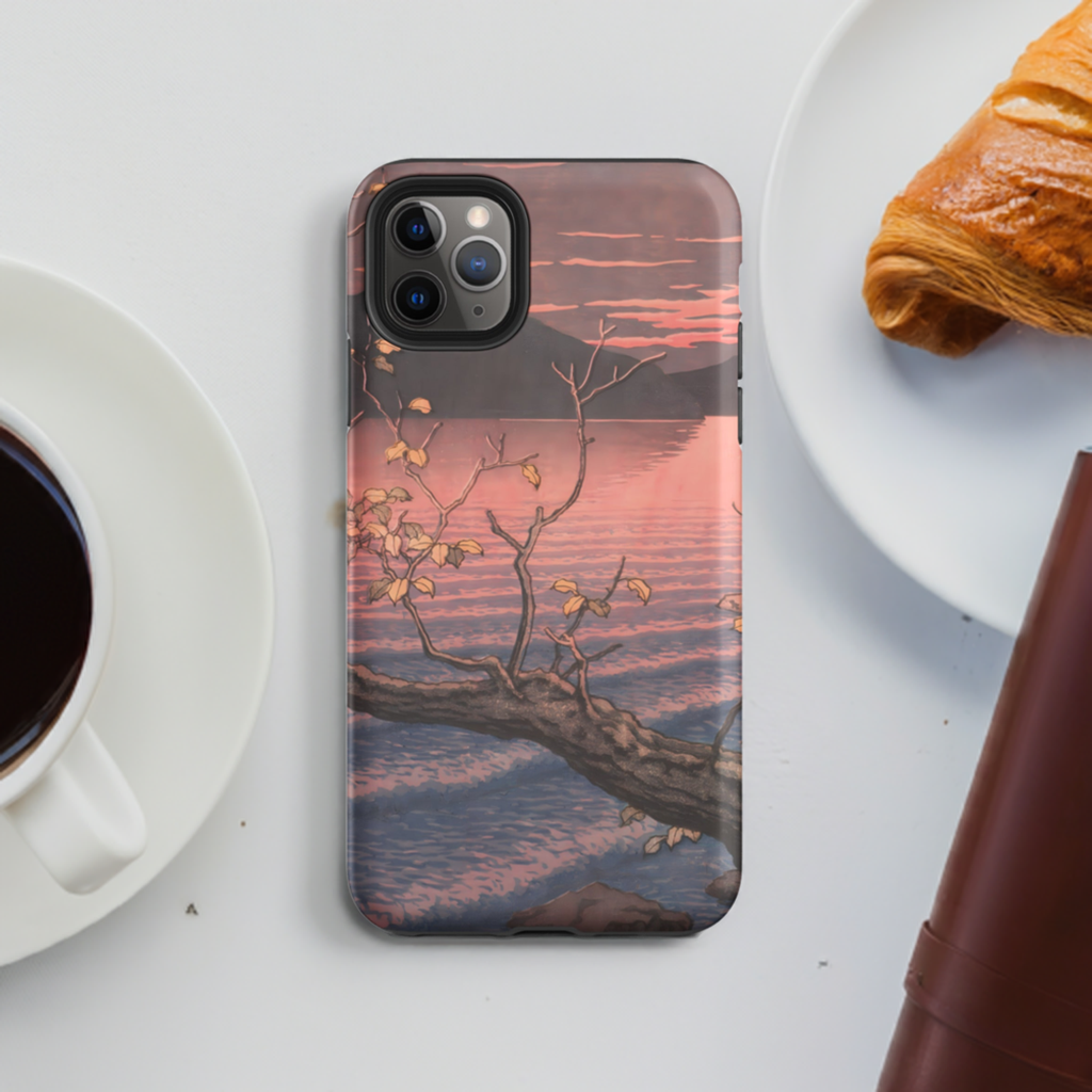 Lake Towada Sunrise Japanese Vintage Print Tough Case for iPhone®