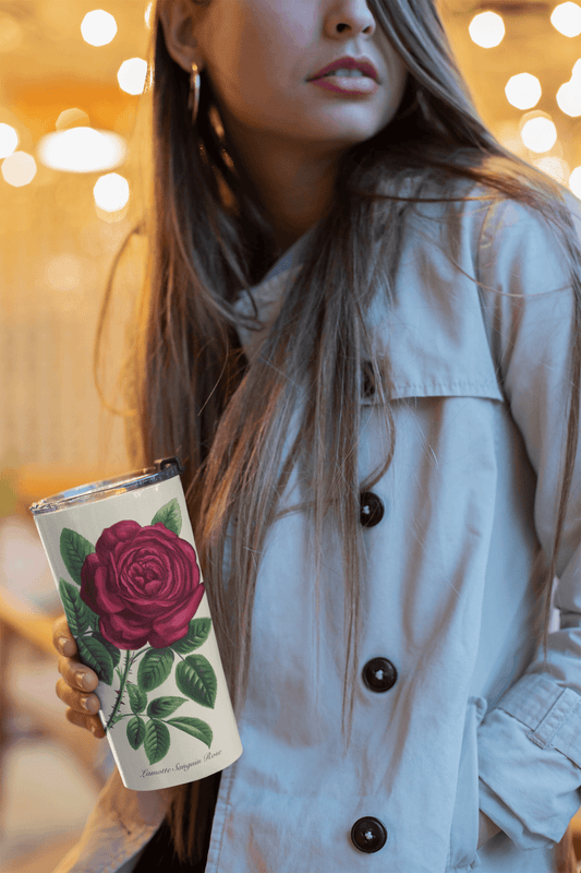 Elegant Red Rose 19th Century Floral Print Tapered stainless steel tumbler