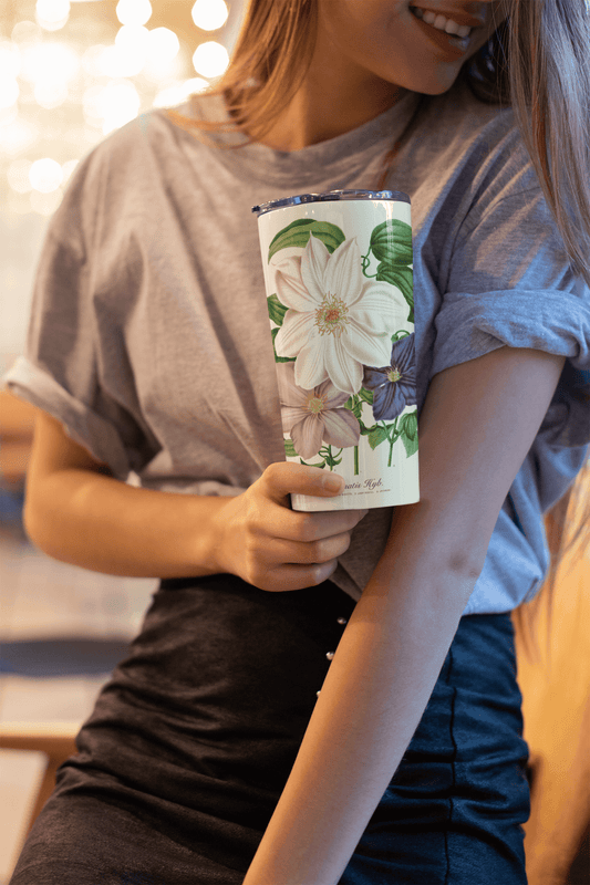 Colorful Clematis Trio 19th Century Floral Print Tapered stainless steel tumbler