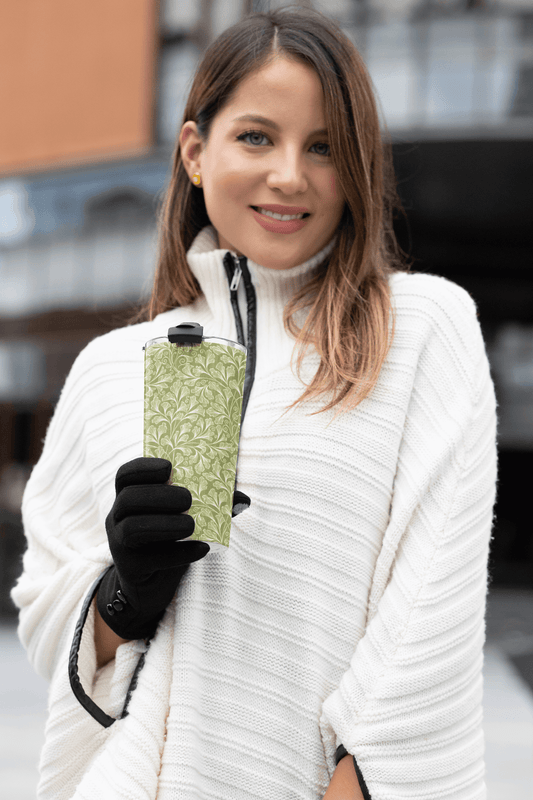 20 oz Insulated Tumbler with Green Floral Vintage Book Print