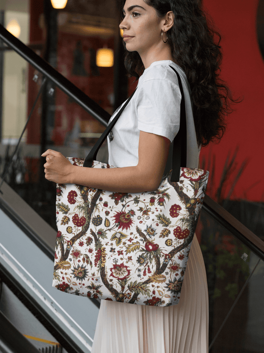 18th Century Autumn Floral Print Large Tote Bag