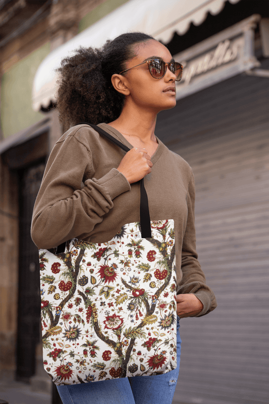 18th Century Autumn Floral Print Medium Tote bag