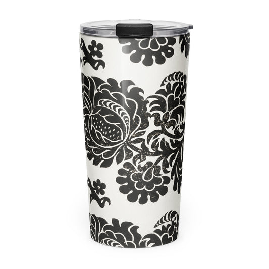 Classic Beauty: Elegant Black and White Floral Tapered stainless steel tumbler
