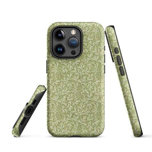 iPhone Tough Case with 19th-Century Green Floral Pattern Design