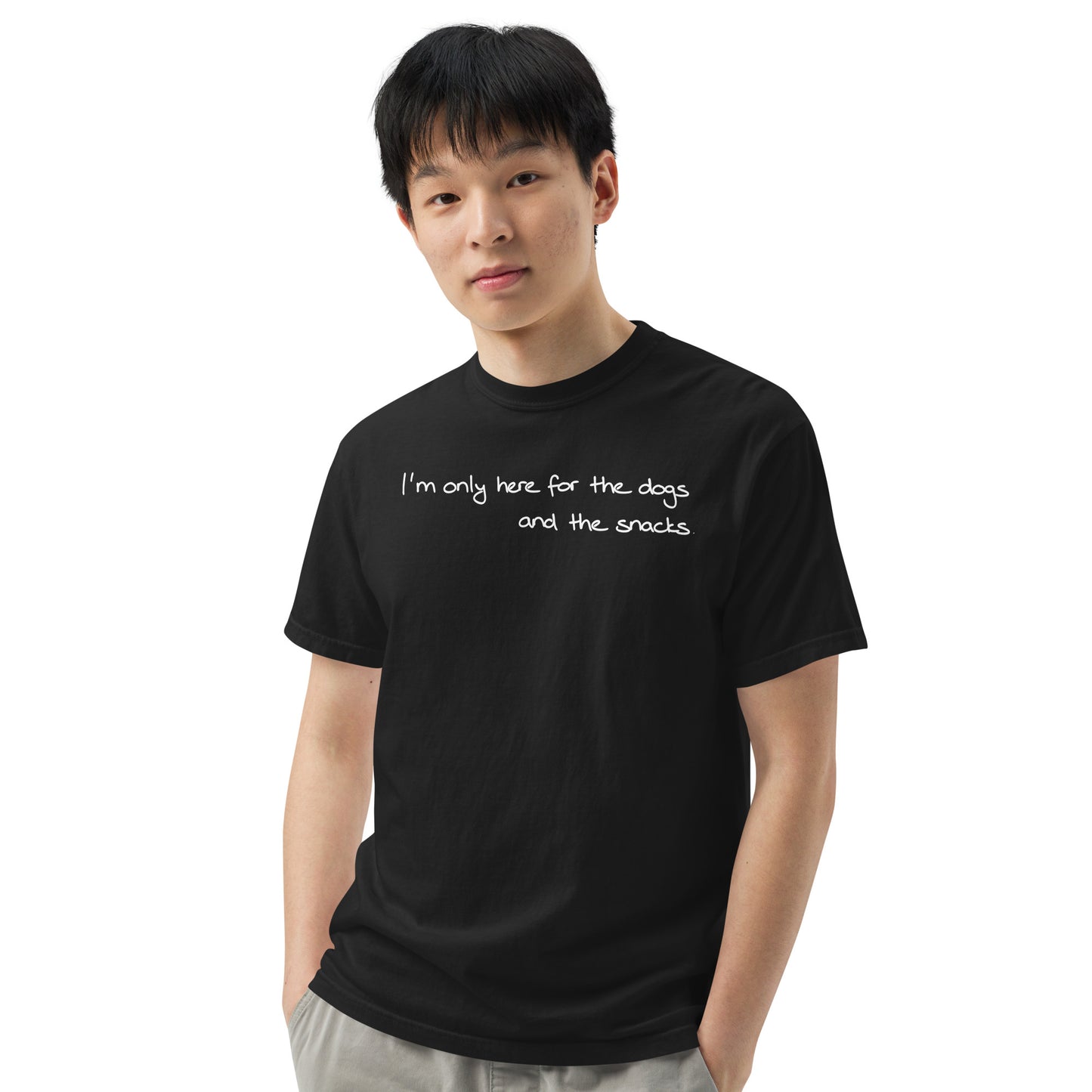 I'm Only Here For The Dogs And The Snacks Unisex Heavyweight t-shirt