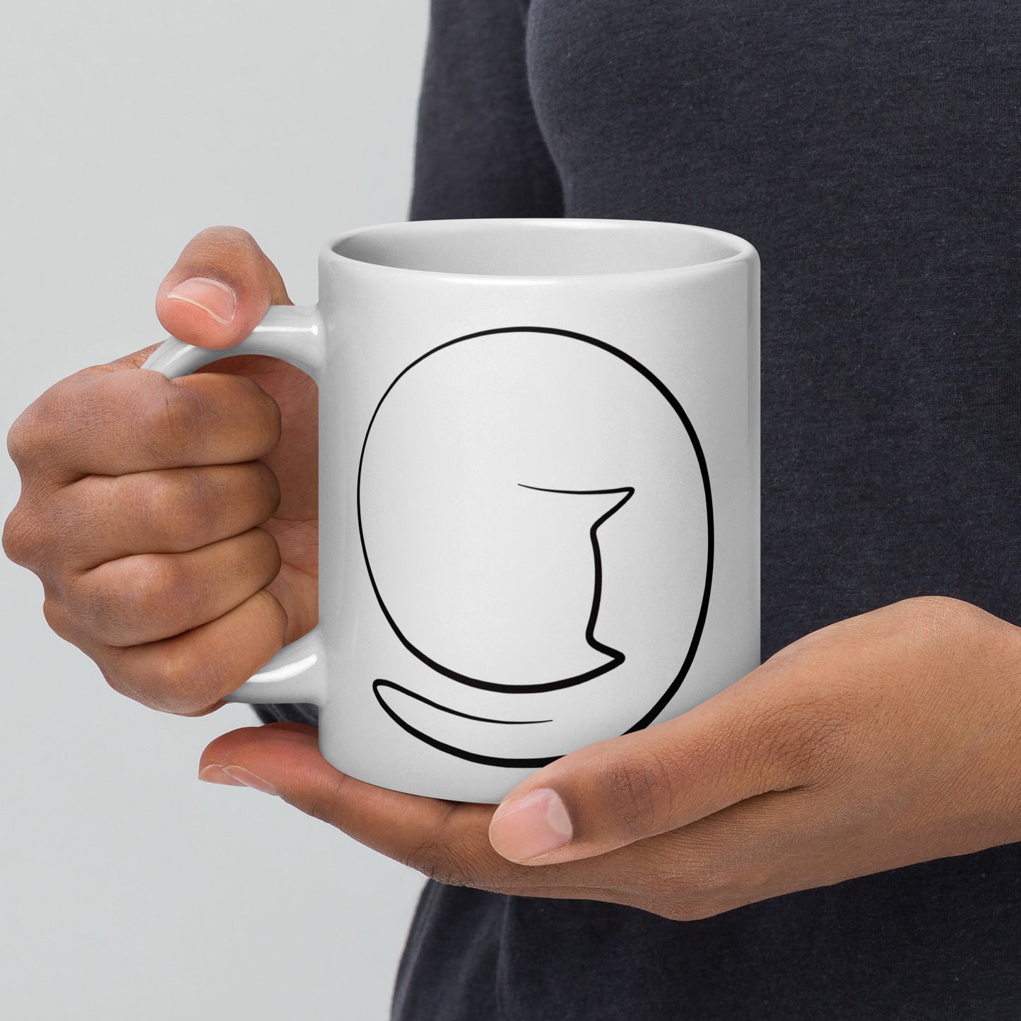 Curly Cat Black Line Drawing mug