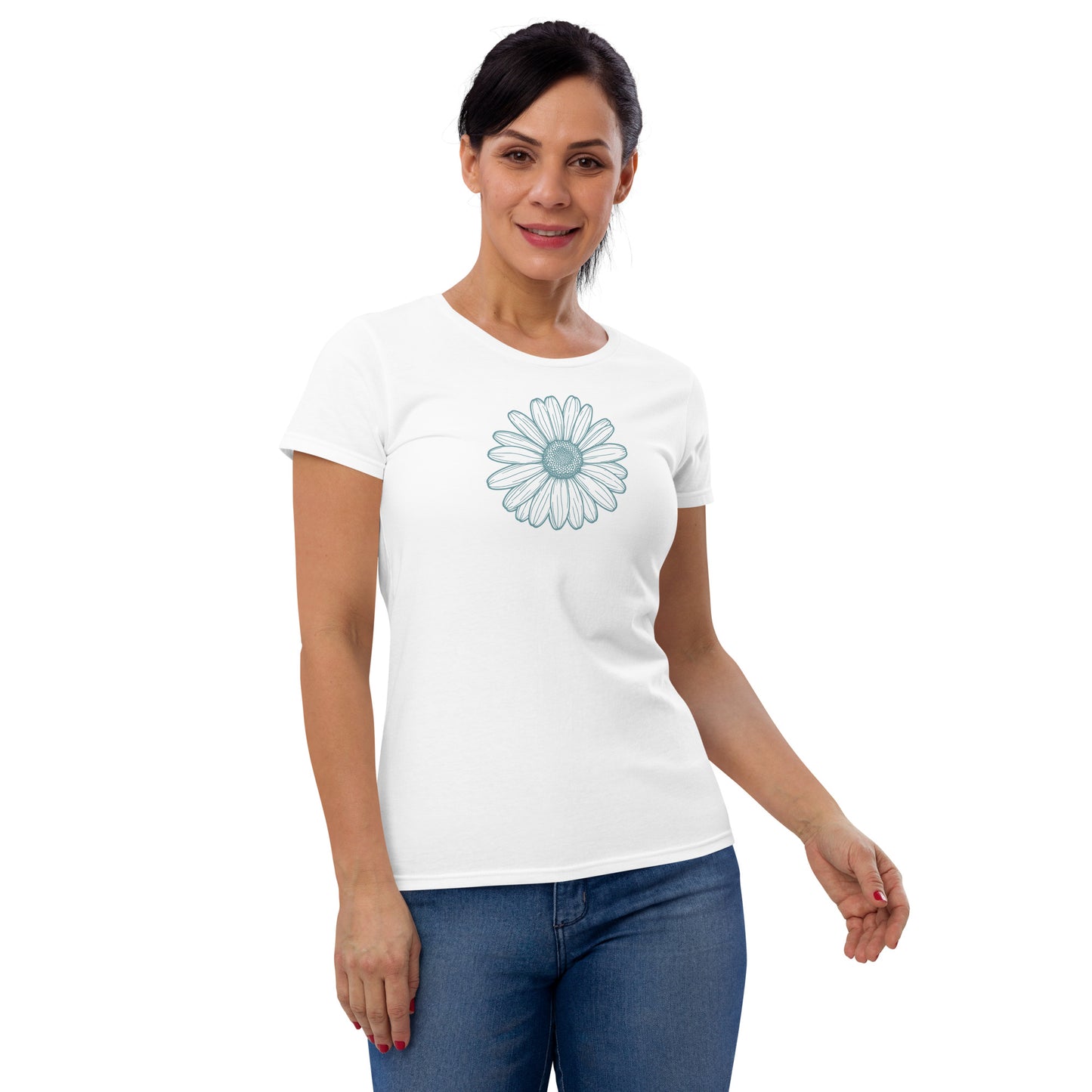 Daisy Drawn In Teal Line Women's Short Sleeve T-shirt