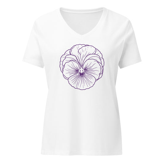 Pansy Botanical Design Women’s relaxed v-neck t-shirt